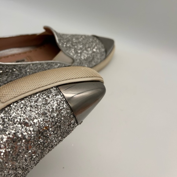 MIU MIU Glitter Slip-On Sneakers Steel Toe Pointed Size 35 Look At Photos - Picture 11 of 16